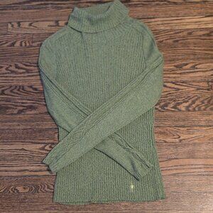 Smartwool women's size M kelly green ribbed turtleneck sweater 100% merino wool